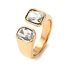 304 Stainless Steel Pave Cubic Zirconia Cuff Open Rings for Women RJEW-K319-02B-G-2