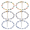 6Pcs 3 Colors Stainless Steel & Enamel Link Bracelets for Women BJEW-GO0001-30-1