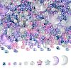 12Pcs 4 Style Moon & Star Transparent Spray Painted Glass Beads GLAA-FS0001-67-2