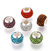 Handmade Polymer Clay Rhinestone European Beads RB-N053-001-M-1