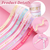 6 Rolls 6 Colors Gold Stamping Happy Mother's Day Polyester Printed Ribbons OCOR-PH0004-40-4