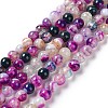 Natural Striped Agate/Banded Agate Bead Strands G-K155-A-6mm-10-2