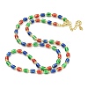 Brass Enamel Column Link Chain Necklaces NJEW-H039-13G-2