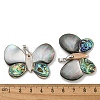 Rack Plating Brass Pave Natural Paua Shell & White Shell Pendants KK-U025-12P-10-3