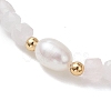 Natural Rose Quartz Cube Beads Stretch Bracelets for Women BJEW-JB13179-02-3