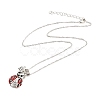 Colorful Rhinestone Ladybird and Heart Pendant Necklace NJEW-I113-13P-2