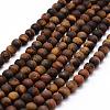 Frosted Natural Tiger Eye Beads Strands G-F364-18-6mm-1