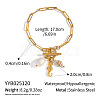 304 Stainless Steel Sea Horse & Natural Shell & Imitation Pearl Charm Bracelets for Women EU3290-2-1