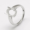 Anti-Tarnish Adjustable Rhodium Plated 925 Sterling Silver Solitaire Ring Settings STER-P033-17P-1