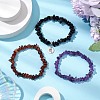 3Pcs 3 Styles Natural Amethyst & Garnet & Obsidian Chips Stretch Bracelets Sets BJEW-JB11076-10-2