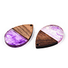 Transparent Resin & Walnut Wood Pendants RESI-N039-25C-2