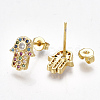 Brass Micro Pave Cubic Zirconia(Random Mixed Color) Ear Studs EJEW-S201-98-2