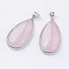 Natural Rose Quartz Big Pendants X-G-I184-08-1