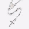 Non-Tarnish 304 Stainless Steel Rosary Bead Necklaces NJEW-I205-14P-3