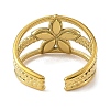 Flower 304 Stainless Steel Enamel Open Cuff Rings for Women RJEW-F166-21G-02-3