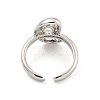 Brass Letter Open Cuff Rings for Women RJEW-G313-01D-P-3