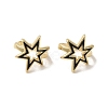 Rack Plating Brass Enamel Star Cuff Earrings for Women EJEW-C097-17G-2