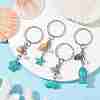 Synthetic Turquoise & Shell Pendant Keychain KEYC-JKC00653-2