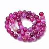 Dyed Natural Striped Agate/Banded Agate Round Bead Strands G-R342-8mm-04-2