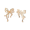 Brass Pave Clear Cubic Zirconia Stud Earring Findings KK-N232-438LG-A-1