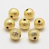 Brass Textured Beads KK-P056-05G-NR-1