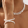 2Pcs Alloy Plastic Pearl Stretch Bracelets for Women BJEW-U011-03G-1