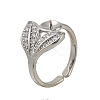 Adjustable Brass Cuff Rings ZIRC-F076-09P-2