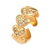 304 Stainless Steel Cubic Zirconia Cuff Open Ring for Women CU-CBACD1D-01G-03-2