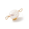 Grade AA Natural Cultured Freshwater Pearl Connector Charms with Golden Tone Alloy Slices PALLOY-JF01996-02-4