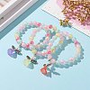 Acrylic Guardian Angel Charm Stretch Bracelets for Kids BJEW-JB05866-5