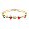Cubic Zirconia Rhombus & Horse Eye Hinged Bangle BJEW-N012-046-2