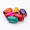 Mixed Lead Free Oval Natural Wood Beads X-WOOD-S619-M-LF-2
