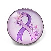 Breast Cancer Awareness Ribbon Glass Brooches JEWB-L019-01H-1