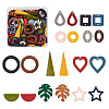 Beadthoven 120Pcs 20 Style Painted Wood Pendants/Links/Cabochons/Bead WOOD-BT0001-05-2