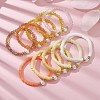 10Pcs Polymer Clay Disc & Glass & Brass Beaded Stretch Bracelets Set BJEW-JB09676-03-5