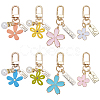 8Pcs 8 Style Alloy & Resin Enamel Pendant Keychains KEYC-OC0001-11-1