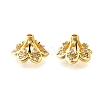 6-Petal Flower Brass Micro Pave Clear Cubic Zirconia Bead Caps KK-V008-32G-2