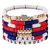 7Pcs 7 Style Word Independent Free Polymer Clay Heishi Surfer Stretch Bracelets Set BJEW-SW00039-1