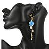 Seahouse 316 Surgical Stainless Steel & Starfish 304 Stainless Steel & Tortoise Porcelain Dangle Hoop Earrings for Women EJEW-JE07129-2