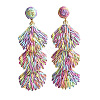 Bohemian Style Raffia Shell Shape Dangle Stud Earrings FS-WG568BC-01-1