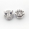 Brass Micro Pave Cubic Zirconia Leopard Beads ZIRC-L007-41P-1