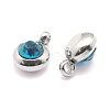 Trendy Original Color 304 Stainless Steel Grade A Rhinestone Flat Round Charm Pendants RB-M030-06E-2