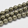 Natural Pyrite Round Beads Strands G-F197-07-10mm-1