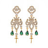 Brass Micro Pave Clear Cubic Zirconia Stud Earring Findings KK-S356-665G-NF-1