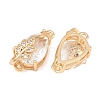 Brass Micro Pave Clear Cubic Zirconia Connector Charms CU-CBA7392-13G-01-2