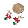 Bowknot Alloy with Acrylic & Brass Bell Stud Dangle Earrings EJEW-JE06092-3