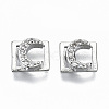 Brass Micro Pave Clear Cubic Zirconia Cabochons KK-S061-50P-NR-1