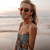 2 Pairs 2 Style Natural Wood Hollow Out Teardrop Dangle Earrings EJEW-AN0001-54-4