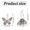 2 Pairs 2 Style Moth & Butterfly Zinc Alloy Dangle Hoop & Leverback Earrings EJEW-AN0002-64-2