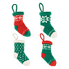 4Pcs 4 Styles Christmas Polyester Socks Pendant Decorations AJEW-TA0003-29A-1